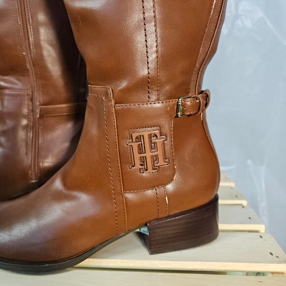Tommy Hilfiger Riding Boots – Brown Leather Tall Equestrian Boots 6.5 - Picture 4 of 12